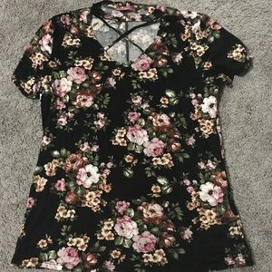 Black floral top size small